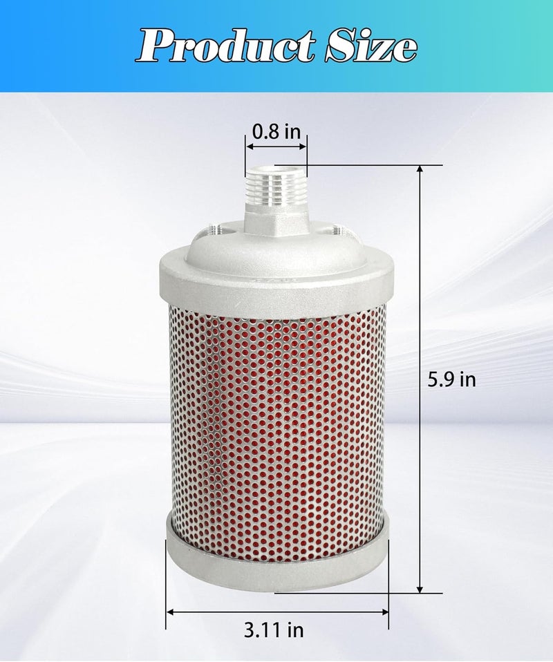 Maigoo M05 Air Compressor Muffler 1/2" NPT Male Fits for Compressor Dryer Compressed Air Equipment and Systems, Single Chamber 145 PSI - Image 2